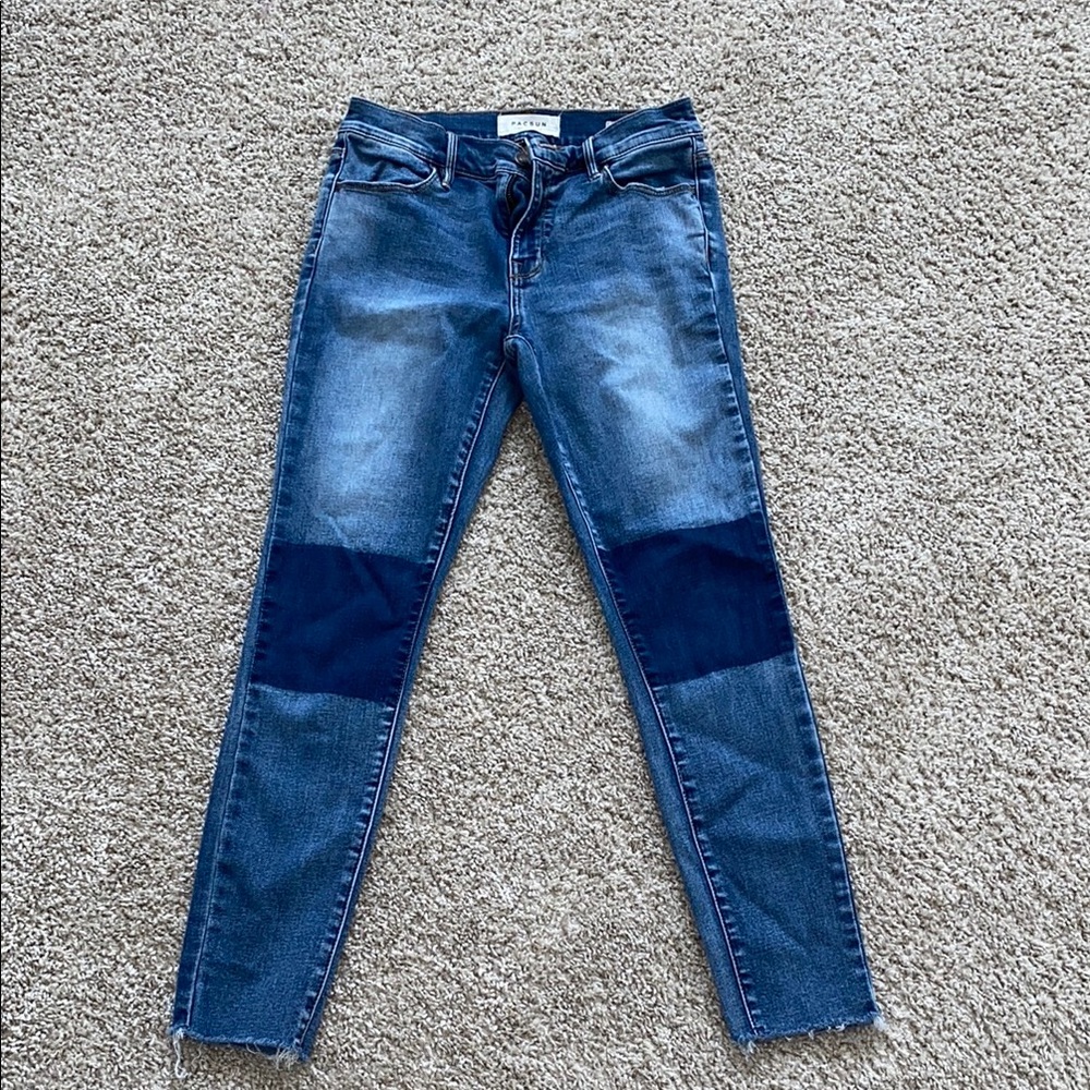PacSun Women's Blue Patchwork Skinny Jeans